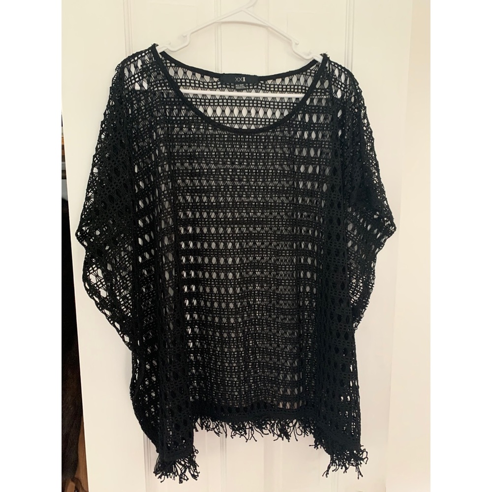 Black knit beach cover up